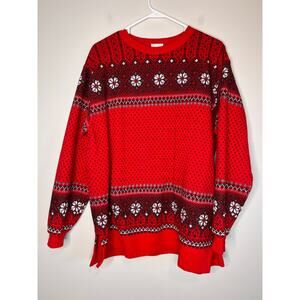 1980s Artisans Sunschein Designs Nordic Fair Isle Snowflakes Sweatshirt XL